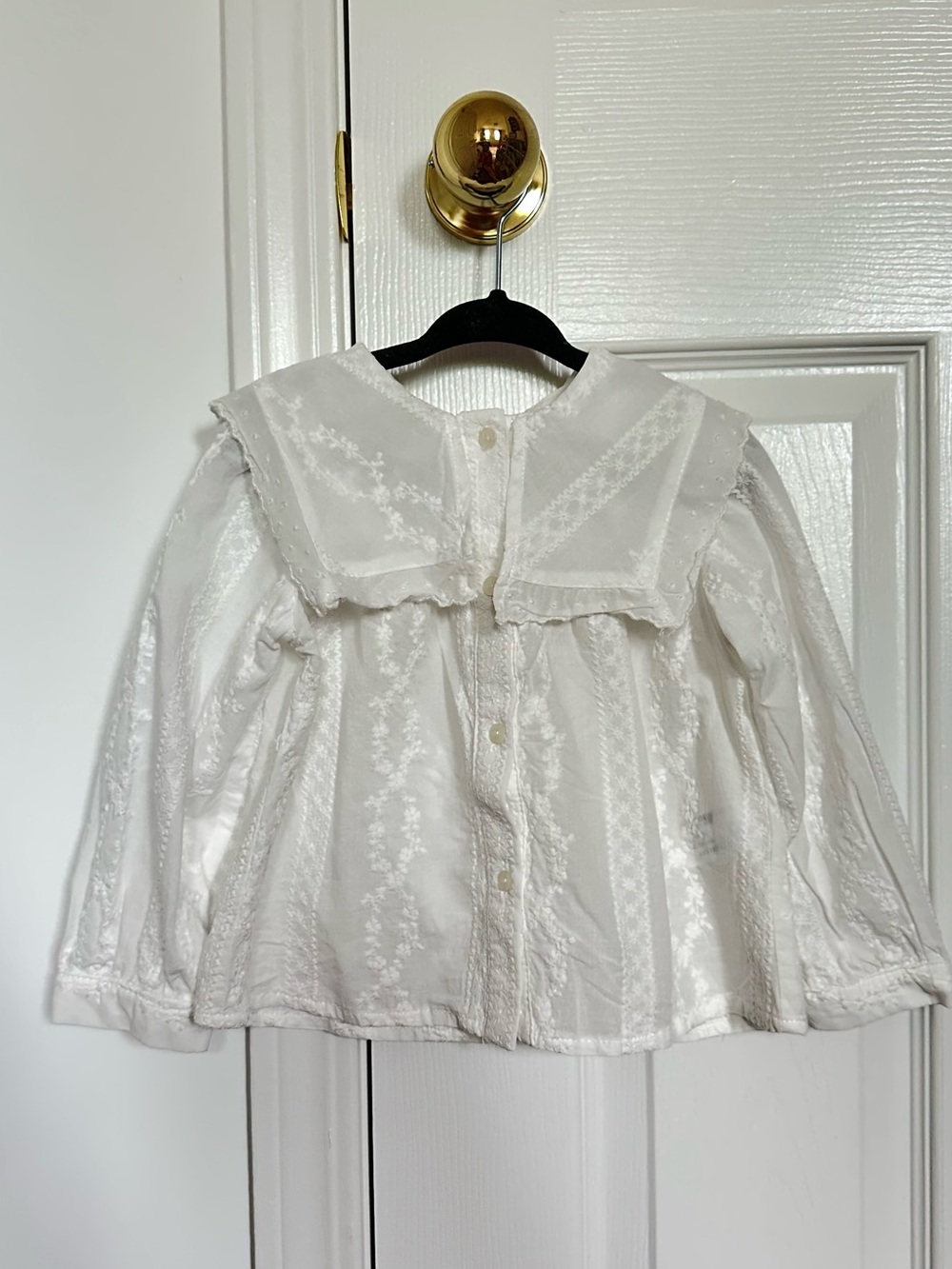 Zara kids girls 4T 104cm white embroidered long sleeve blouse with sailer collar